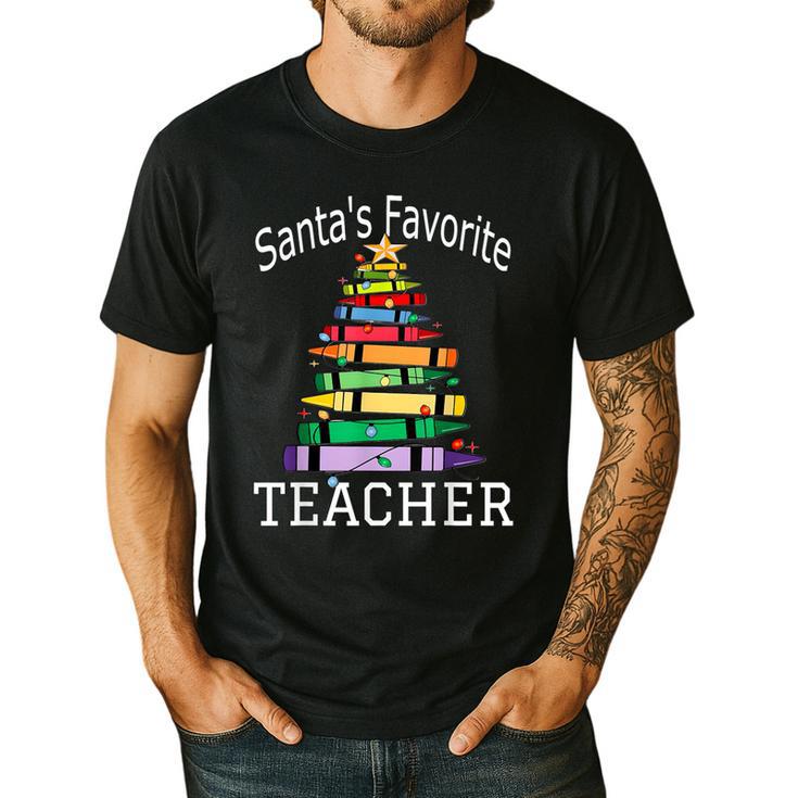 Santa's Favorite Teacher Idea For Christmas Teachers Men's Casual T-Shirt