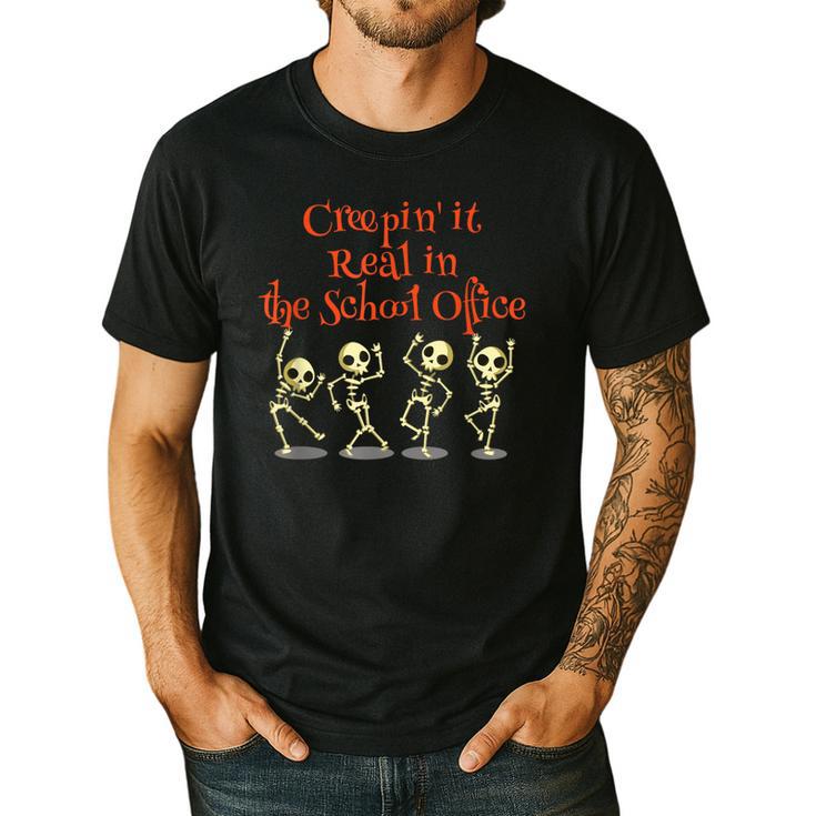 School Office Clerk Creepin' It Real HALLOWEEN Teacher Shirt Men's Casual T-Shirt