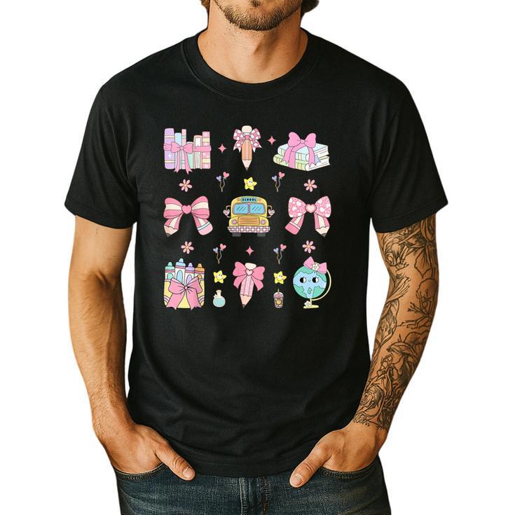 School Pencils And Bows Teacher Bow Coquette Pencil Girls Men's Casual T-Shirt School Pencils And Bows Teacher Bow Coquette Pencil Girls Men's Casual T-Shirt