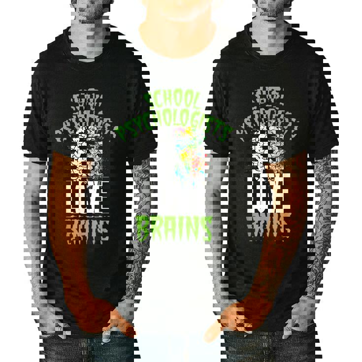 School Psychologists Love Brains Halloween Teacher Counselor Men&#x27;s Casual T-Shirt