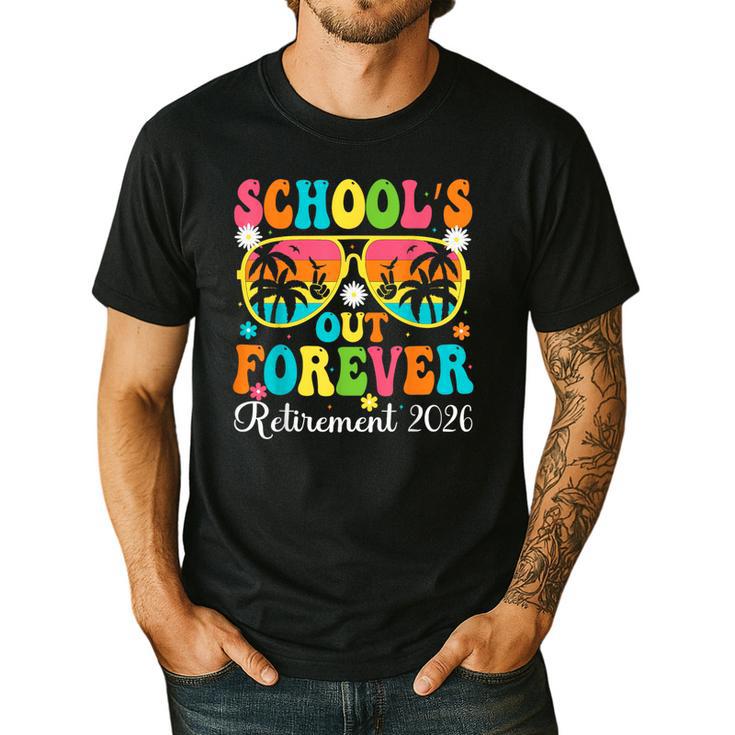 School's Out Forever Retirement 2026 Retro Retired Teacher Men's Casual T-Shirt