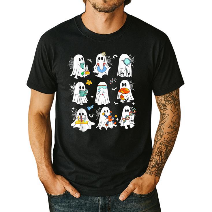 Science Teacher Ghost Laboratory Halloween Teacher Men's Casual T-Shirt