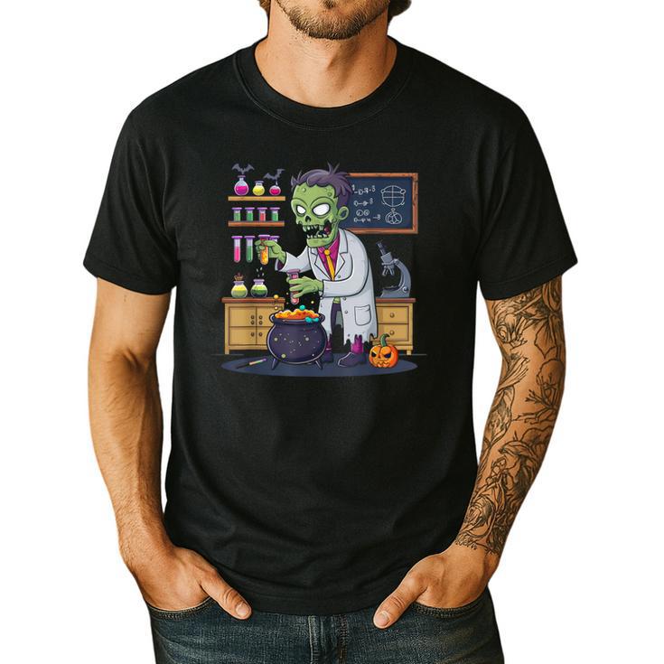 Science Teacher Halloween Shirt Zombie Chemistry Scientist Men's Casual T-Shirt
