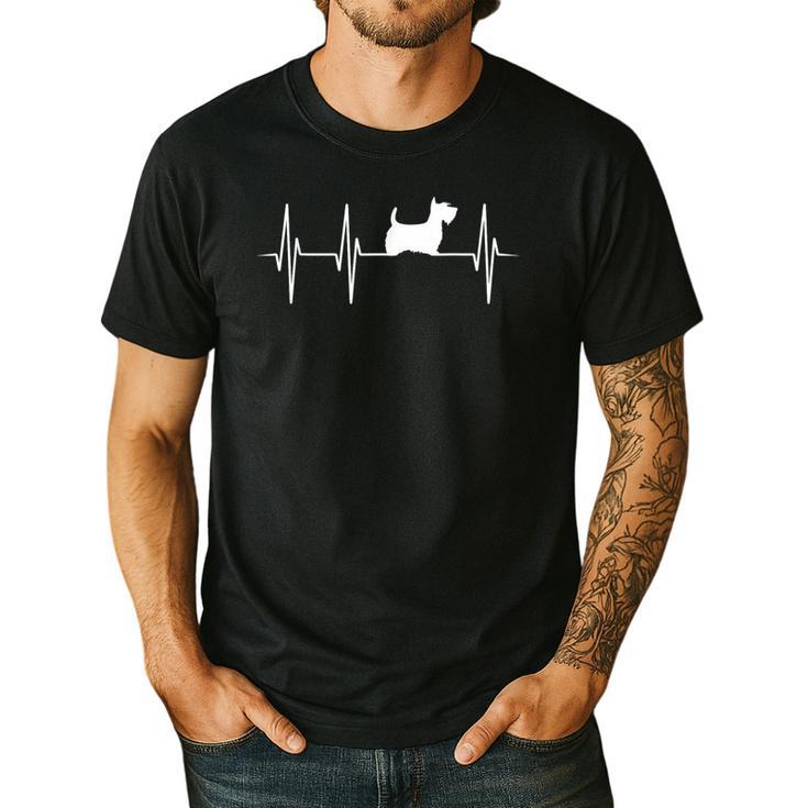 Scottish Terrier Dog Heartbeat Scottie Dog Lover T-Shirt Men's Casual T-Shirt