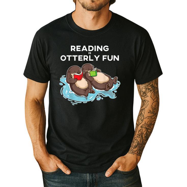 Sea Otter Book Reading Shirt For Bookworm Teachers Men's Casual T-Shirt