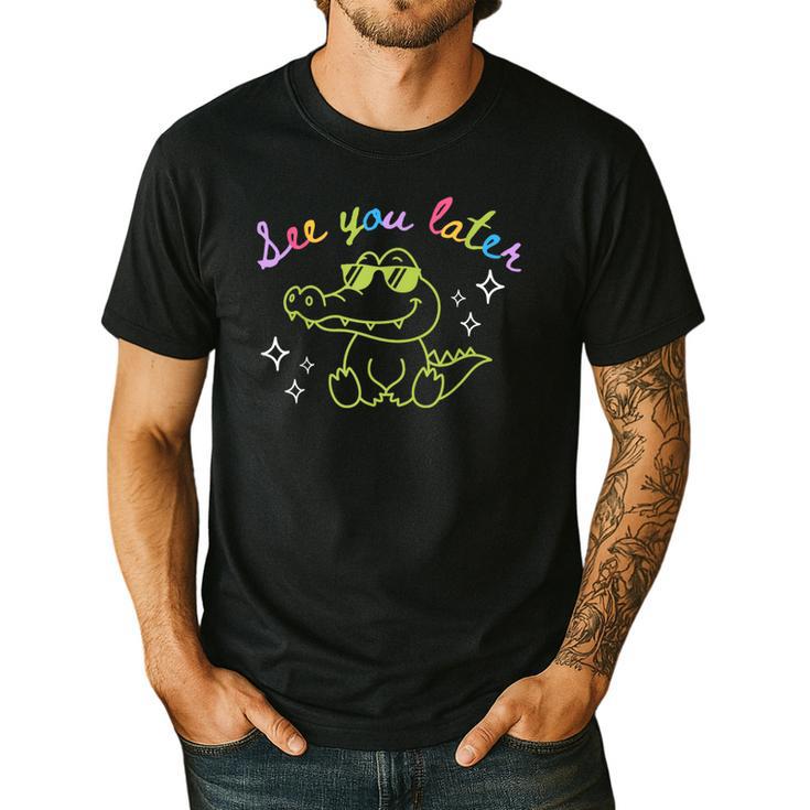 See You Later Teacher Summer Alligator Last Day Of School Men's Casual T-Shirt