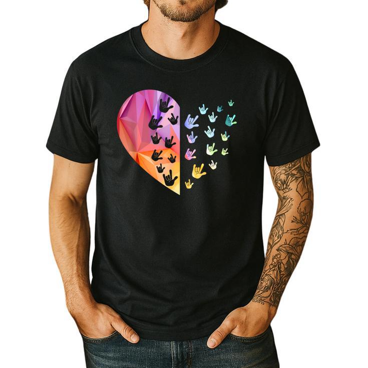Sign Language Heart ASL For Deaf Teacher Men's Casual T-Shirt