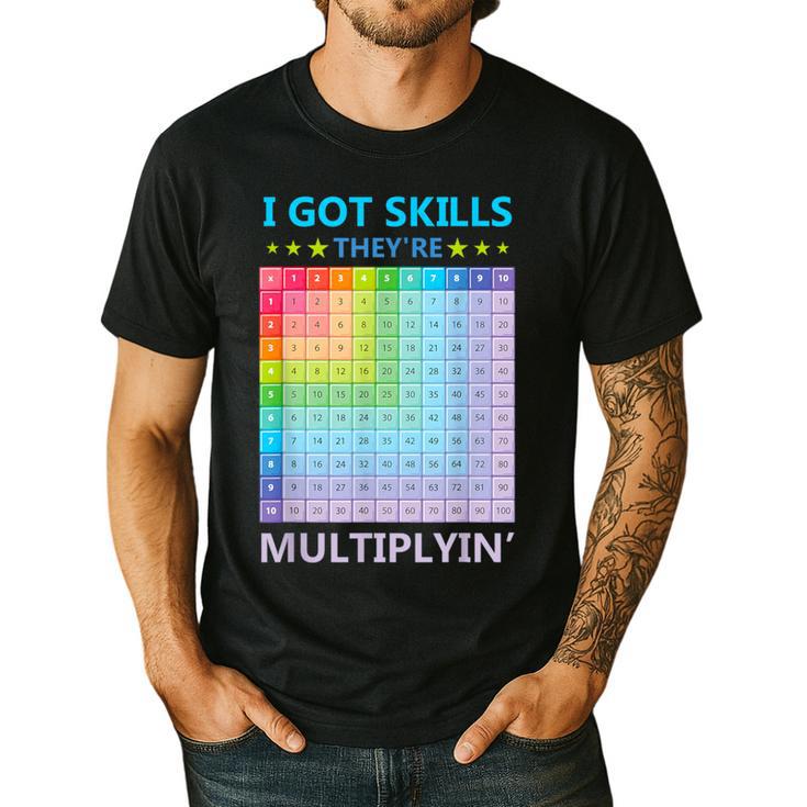 I Got Skills They'Re Multiplying Math Teacher Students Men's Casual T-Shirt