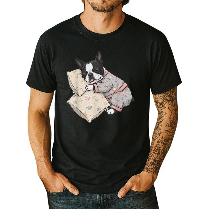 Sleepy Boston Terrier Pajama Men Women Kids Men's Casual T-Shirt