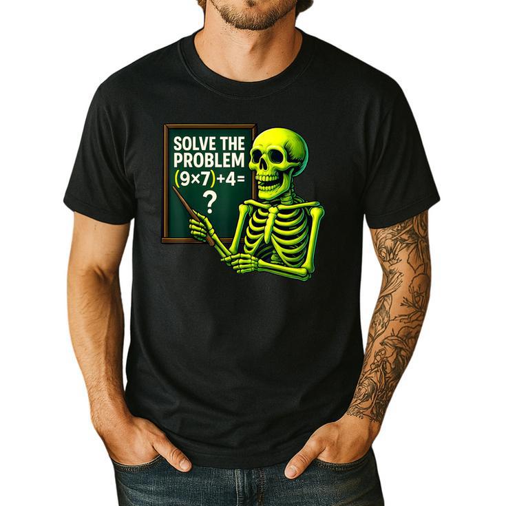 Solve The Problem Skeleton Teacher Halloween Math Six Seven Men's Casual T-Shirt Solve The Problem Skeleton Teacher Halloween Math Six Seven Men's Casual T-Shirt