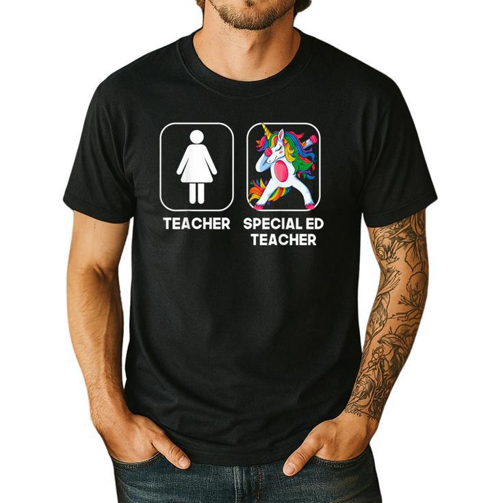 Special Ed Teacher Dabbing Unicorn Teacher Women Men's Casual T-Shirt