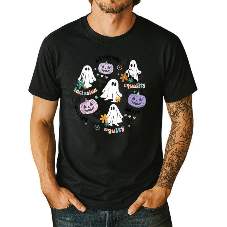 Special Education Teacher Halloween Pumpkin Ghost Inclusion Men's Casual T-Shirt