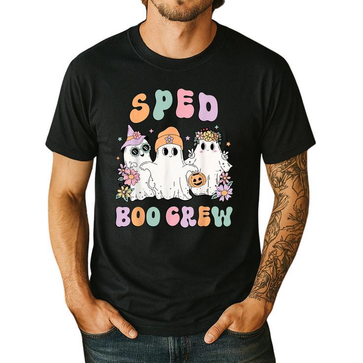 SPED Boo Crew Halloween Floral Ghost Special Ed SPED Teacher For Men Women Kids Men's Casual T-Shirt