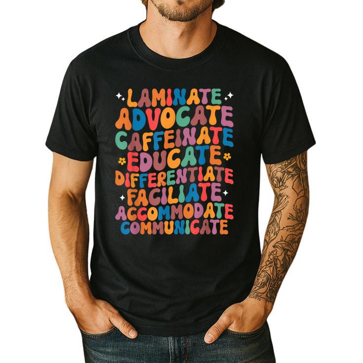 Sped Caffeinate Advocate Laminate Educate Teacher Men Women Kids Men's Casual T-Shirt
