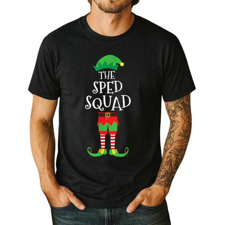 SPED Squad Elf Teacher Matching Christmas Party Pajama Men's Casual T-Shirt