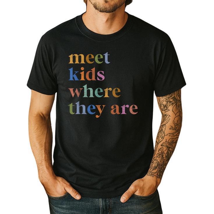 SPED Teacher SLP Meet Kids Where They Are Special Education Men's Casual T-Shirt