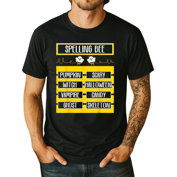 Spelling Bee Halloween Teachers Bee Spelling Competition Men's Casual T-Shirt