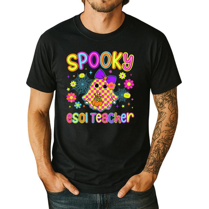 Spooky ESOL Teacher Halloween ESOL Teaching Coquette Men's Casual T-Shirt