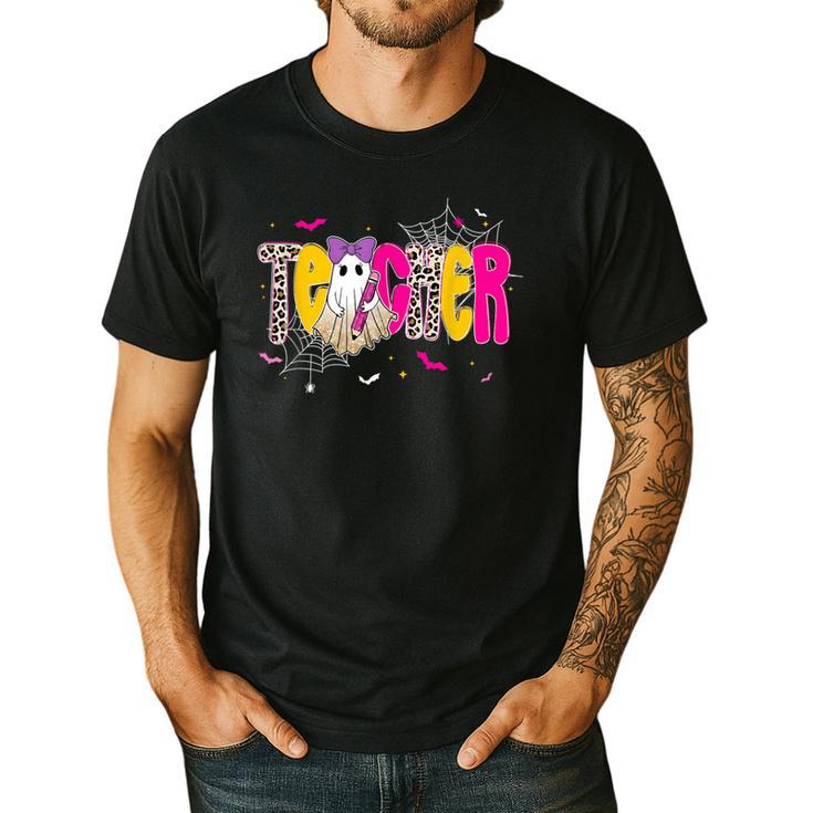 Spooky Halloween Teacher Para Counselor SPED Preppy Boo Kids Men's Casual T-Shirt