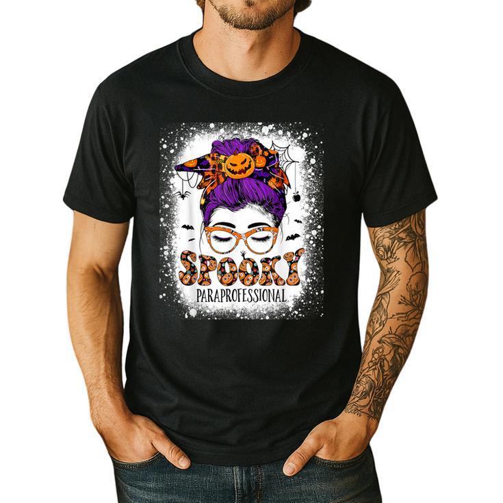 Spooky Paraprofessional Life Halloween Messy Bun Teacher For Men Women Men's Casual T-Shirt Spooky Paraprofessional Life Halloween Messy Bun Teacher For Men Women Men's Casual T-Shirt