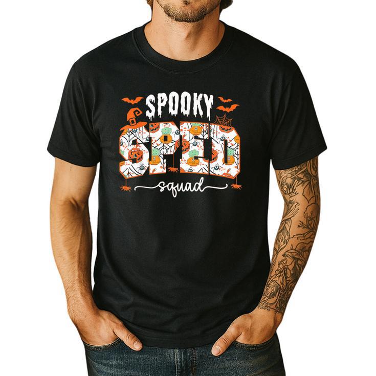 Spooky SPED Squad Special Education Teacher Halloween Ghost Men's Casual T-Shirt