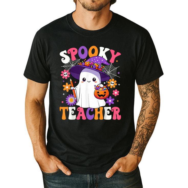 Spooky Teacher Halloween Cute Halloween Teacher Ghost Men's Casual T-Shirt