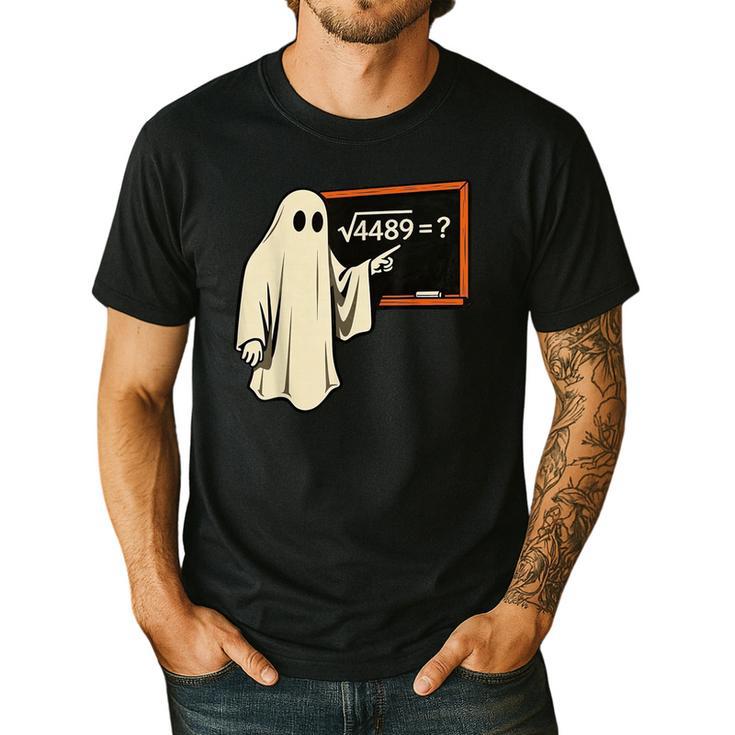 Square Root 67 Ghost Math Teacher 4489 Meme Halloween Men's Casual T-Shirt