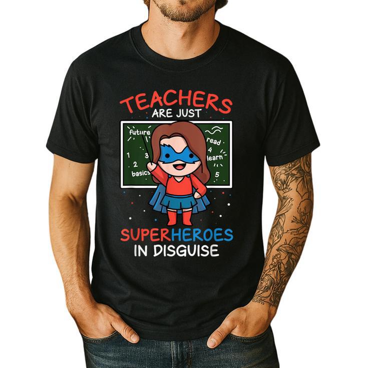 Super Hero Teacher Superheroes In Disguise Men's Casual T-Shirt