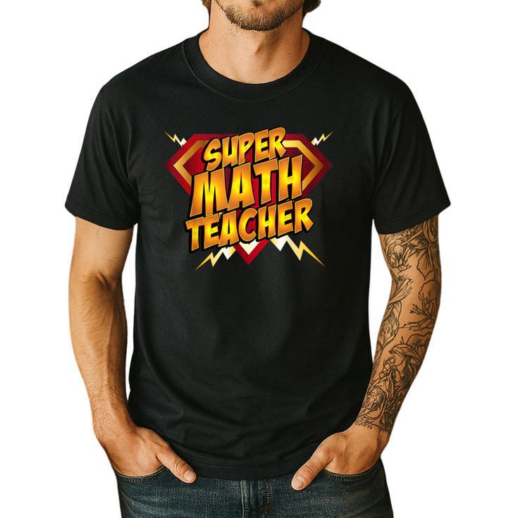 Super Math Teacher Educational Superhero Men's Casual T-Shirt