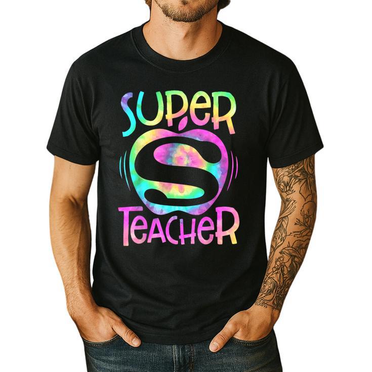 Super Teacher Back To School Apple Tie Dye First Day Men's Casual T-Shirt
