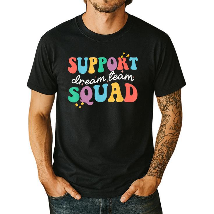 Support Dream Services Team Groovy Teacher Support Squad Men's Casual T-Shirt