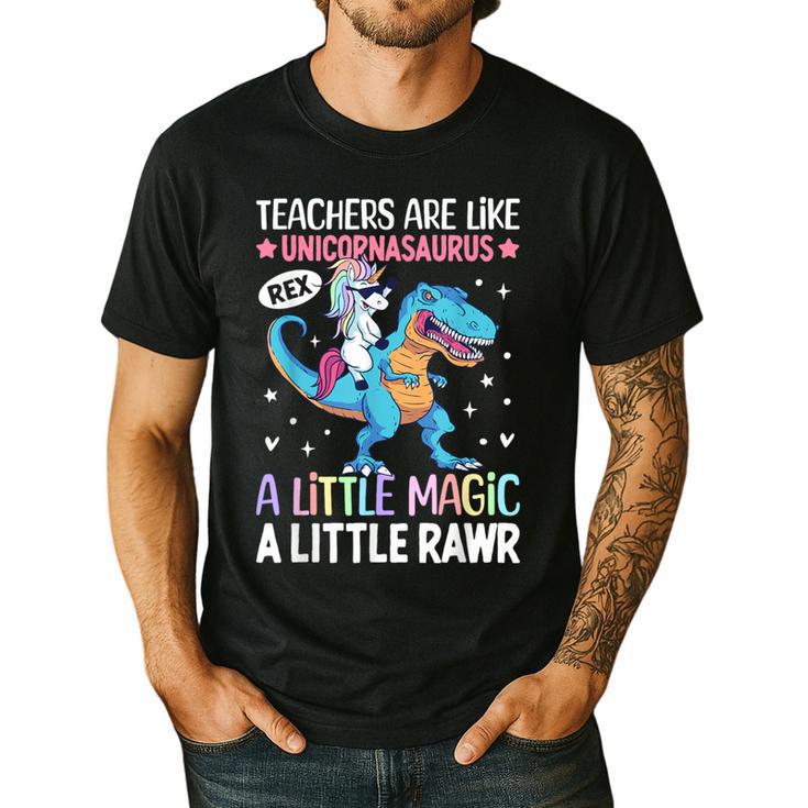 T Rex Dinosaur Unicorn Teachers Are Like Unicornasaurus Rex Men's Casual T-Shirt
