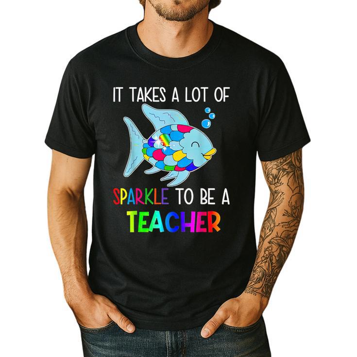 It Takes A Lot Of Sparkle To Be A Teacher Rainbow Fish For Men Women Men's Casual T-Shirt