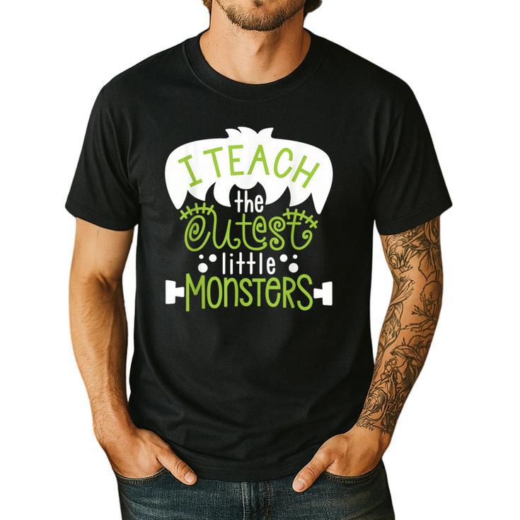 I Teach The Cutest Little Monsters Halloween Teacher Spooky Men's Casual T-Shirt