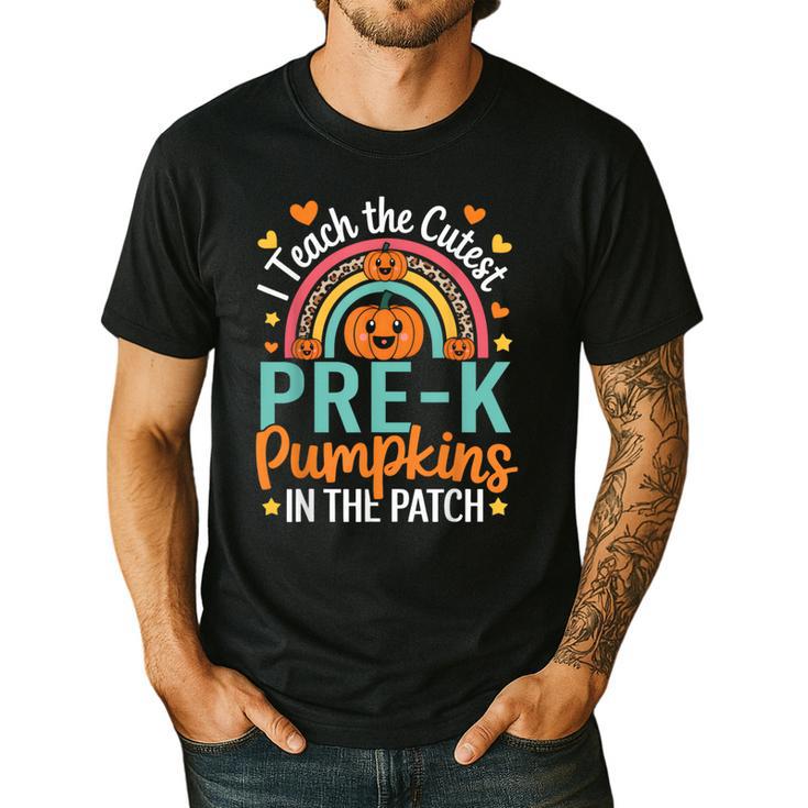 I Teach The Cutest Pre-K Pumpkin Teacher Student Halloween Men's Casual T-Shirt
