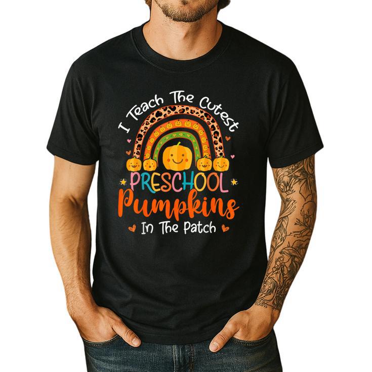 I Teach The Cutest Preschool Pumpkin Teacher Halloween For Men Women Kids Men's Casual T-Shirt