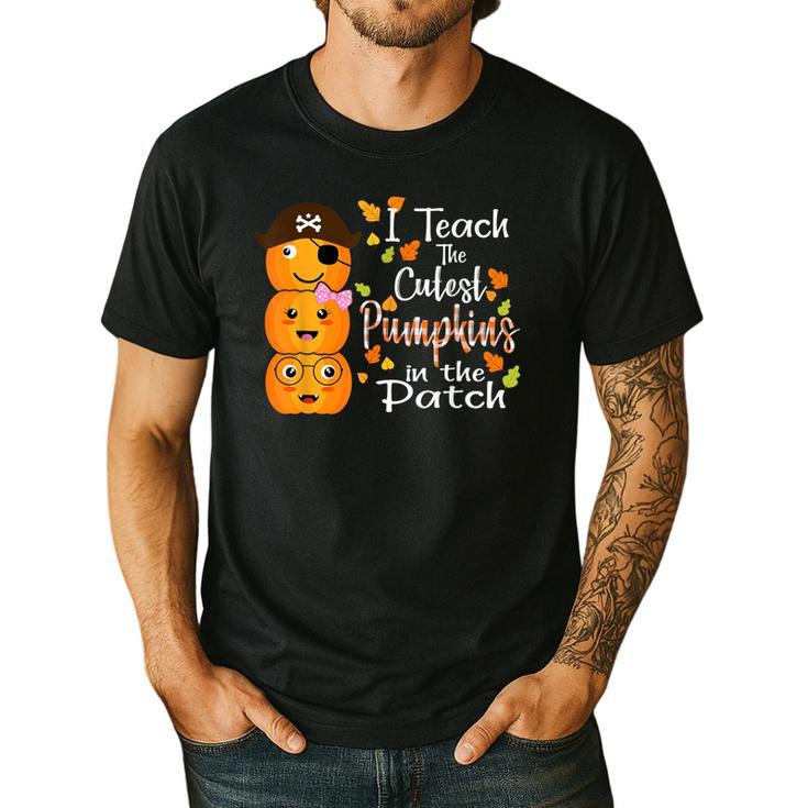 I Teach The Cutest Pumpkins Halloween Shirt For Teachers Men's Casual T-Shirt