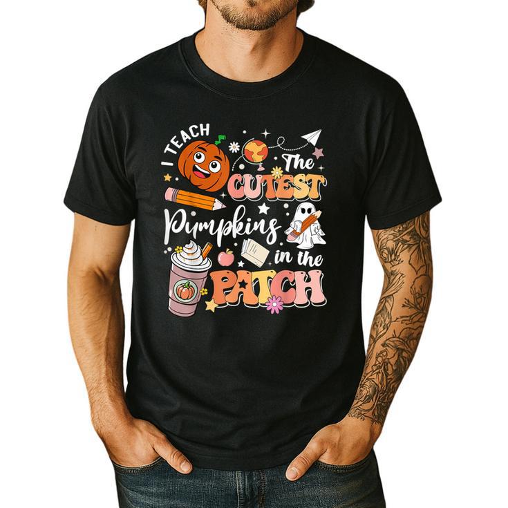 I Teach The Cutest Pumpkins In The Patch Halloween Teacher Men's Casual T-Shirt