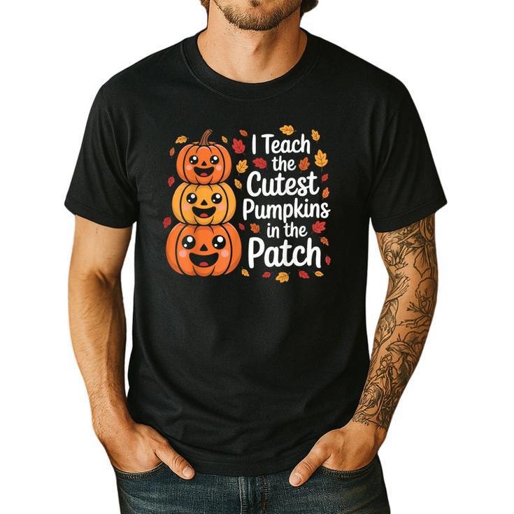 i Teach The Cutest Pumpkins In The Patch Teacher Halloween Men's Casual T-Shirt