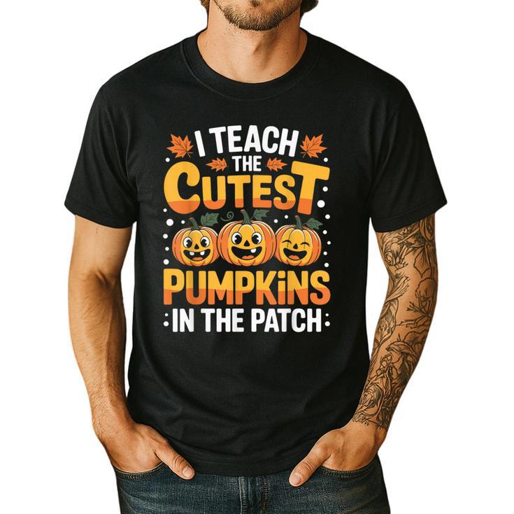 I Teach The Cutest Pumpkins Shirt Teachers Halloween Men's Casual T-Shirt