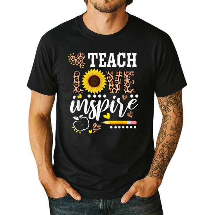 TEACH LOVE INSPIRE Teacher Sunflower Appreciation Men's Casual T-Shirt
