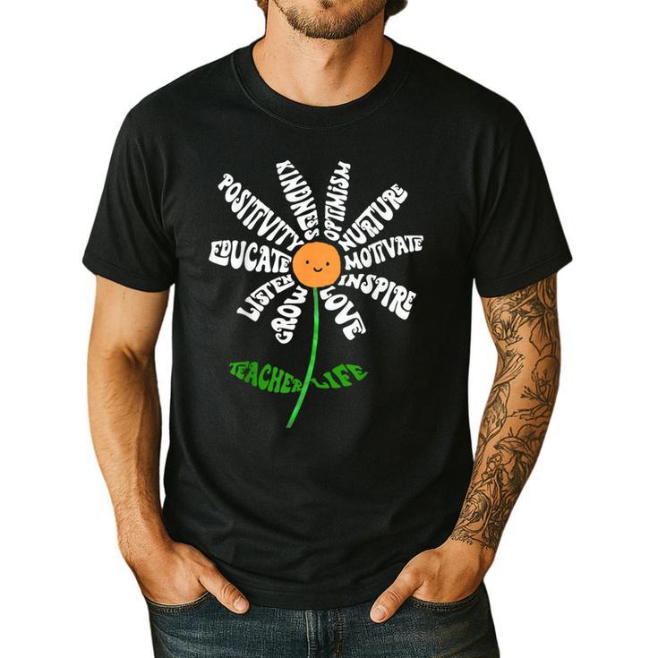 Teach Love Inspire Teachers Inspirational Flower Teachers Men's Casual T-Shirt