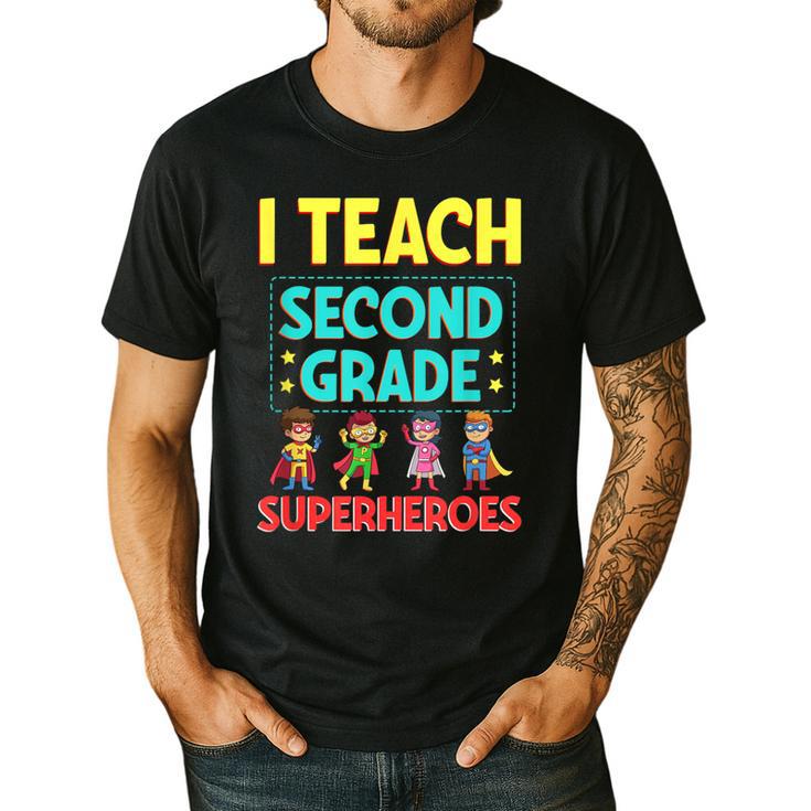 I Teach Second Grade Superheroes Teacher Superhero Men's Casual T-Shirt