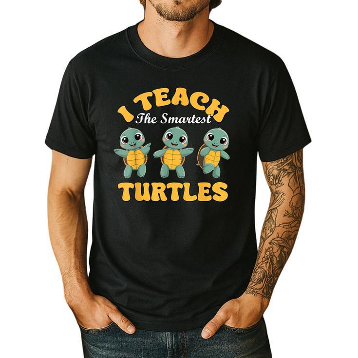 I Teach The Smartest Turtles Thanksgiving Proud Teacher Job Men's Casual T-Shirt