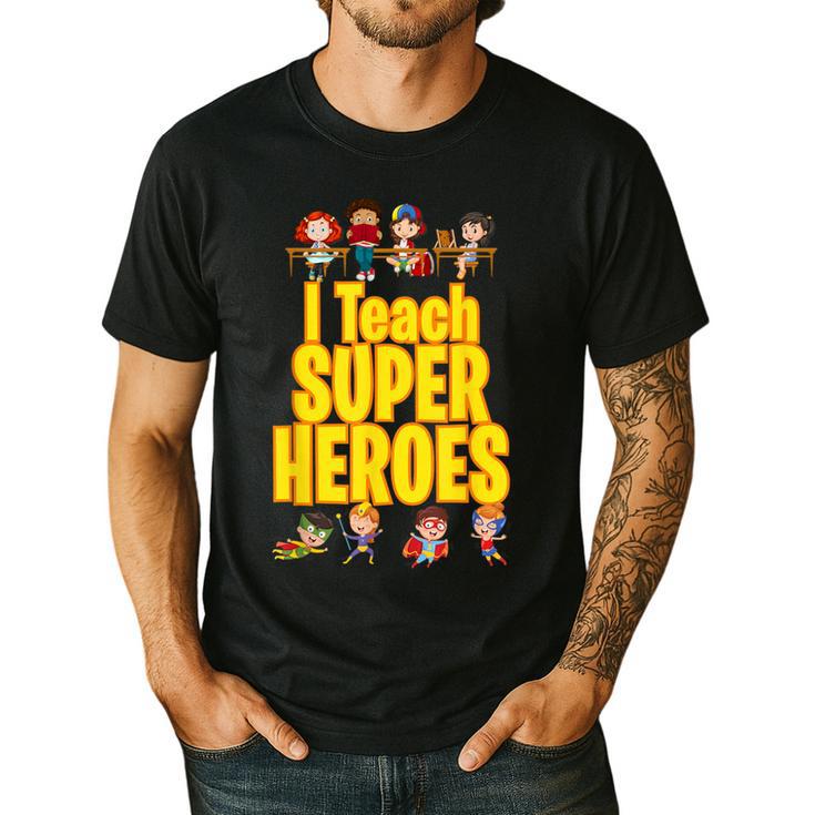 I Teach Super Heroes Comic Book Hero Teacher School Men's Casual T-Shirt