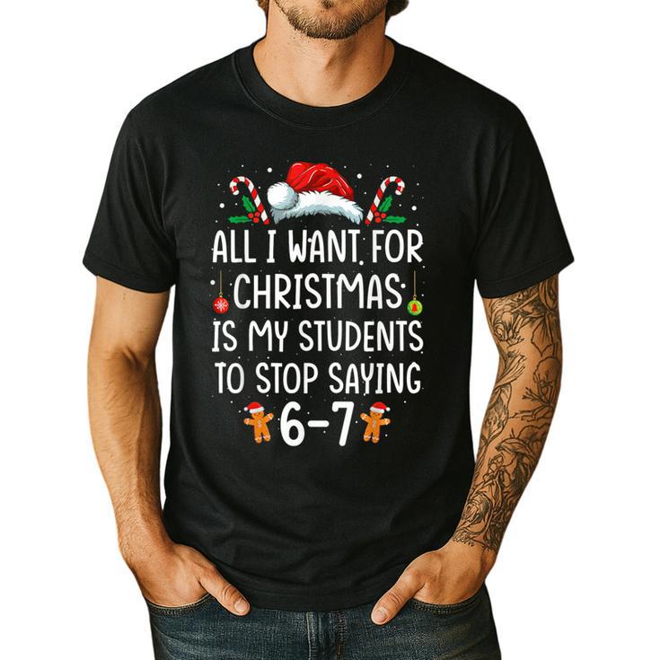 Teacher 67 Christmas Six Seven 6-7 For Men Women Humor Men's Casual T-Shirt