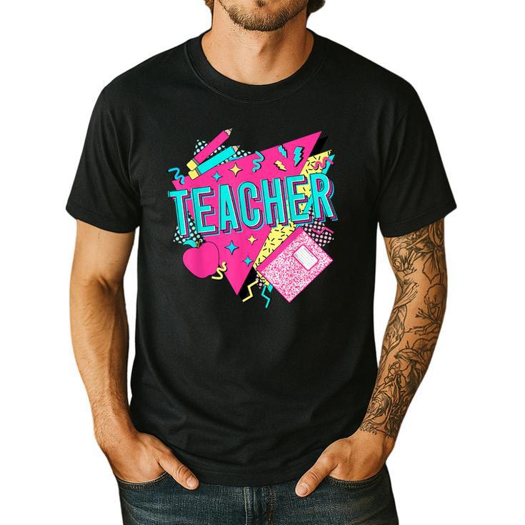 Teacher 90s Retro Colorful Teacher Of The 90s Back To School Men's Casual T-Shirt