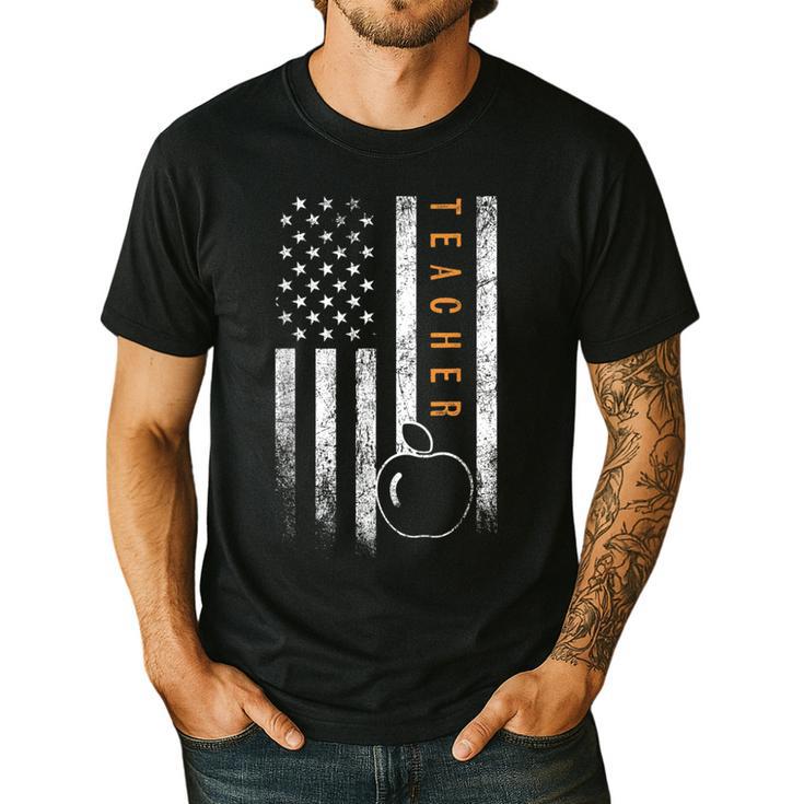 Teacher American Flag Teacher's Day Teaching Men's Casual T-Shirt