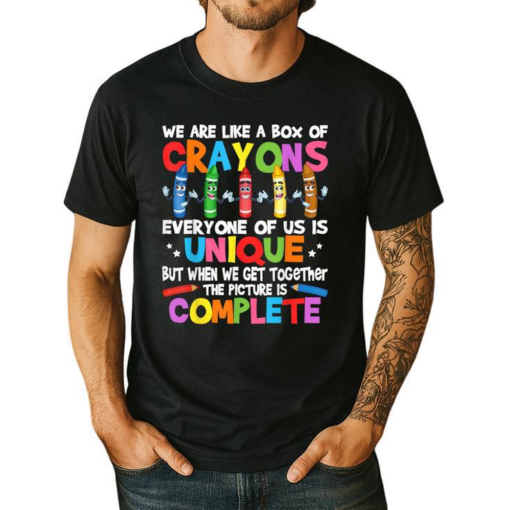 Teacher We Are Like a Box Of Crayons For Men Women Kids Men's Casual T-Shirt