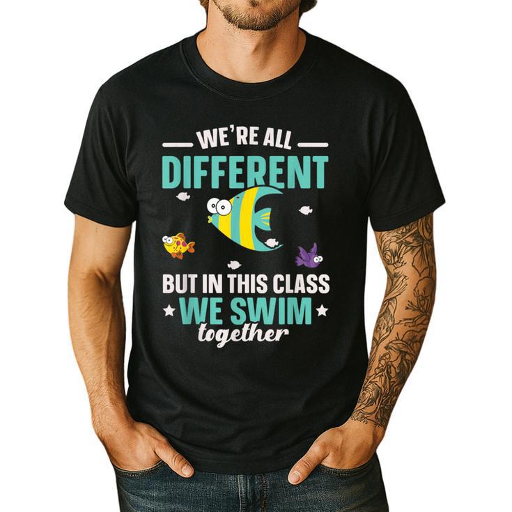 Teacher We All Different But In This Class We Swim Together Men's Casual T-Shirt